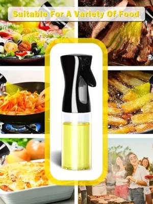 Oil sprayer bottle being used for salads, roasting, frying, baking, and cooking at a party.